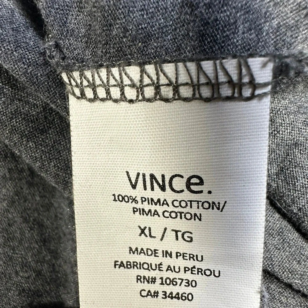 Vince Mens XL Double Layer Pima Cotton Long Sleeve Hoodie Two Tone Grey Pullover